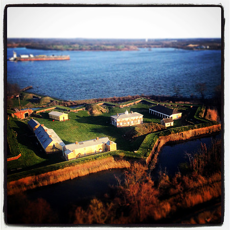 Aerial photo of Fort Mifflin, a Revolutionary War era fort on the Delaware River near Philadelphia International Airport