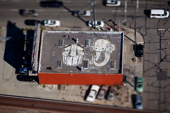 Aerial shot of Oakland graffiti artists Swampy and GATS