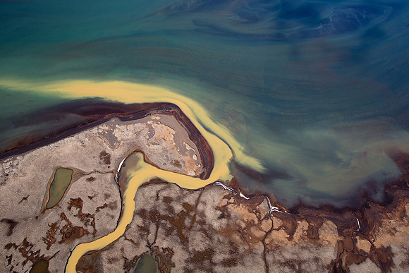 Aerial view of the Ölfusá River Delta
